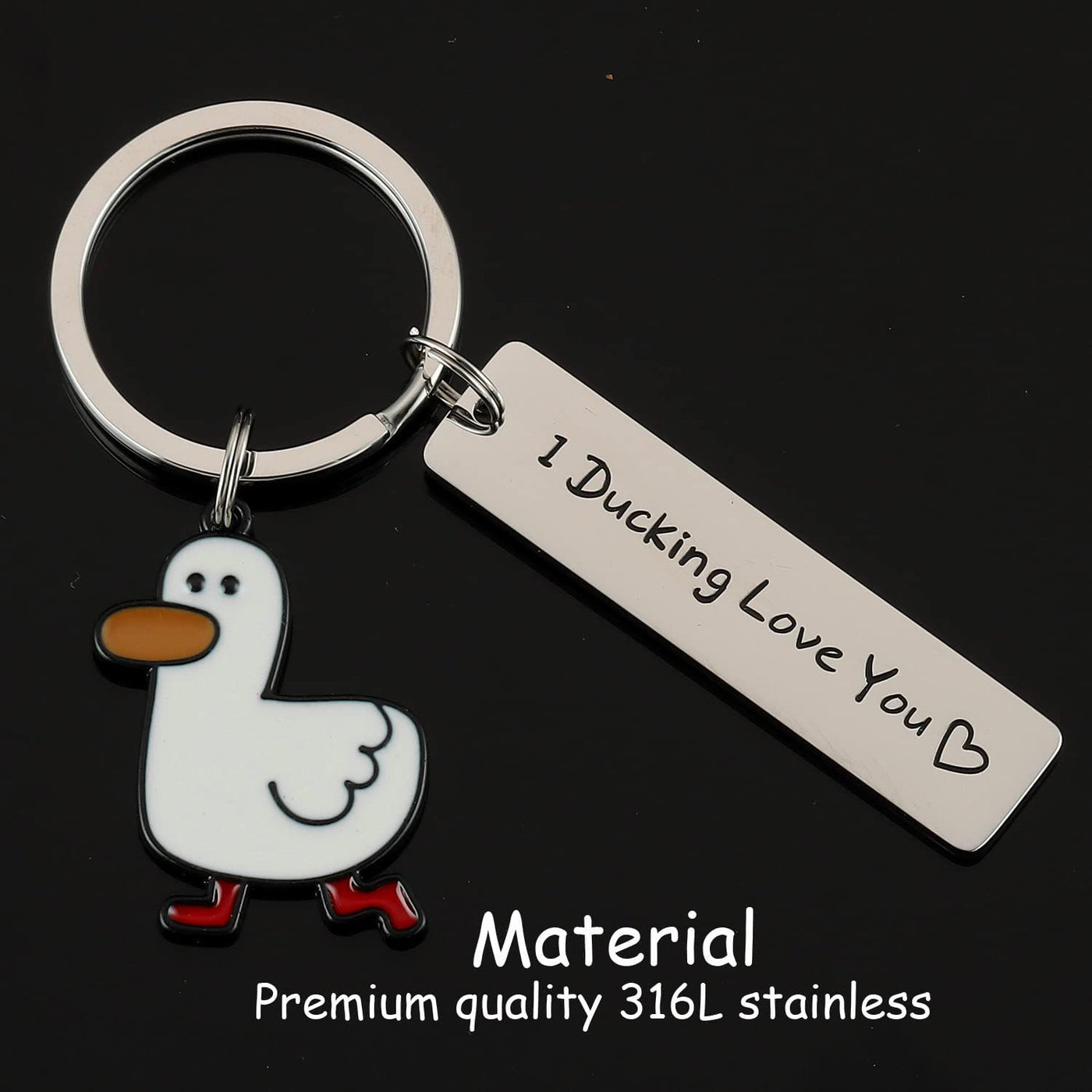 Cute Pet Duck Shape Stainless Steel Key Ring