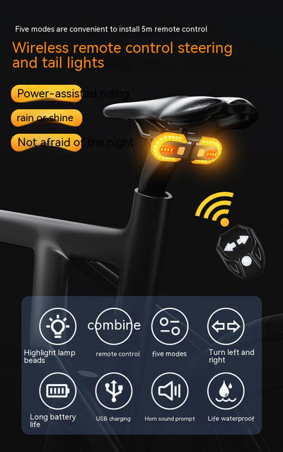 Bicycle USB Charging Wireless Remote Control Steering Taillight Detachable Night Riding Warning Cycling Fixture