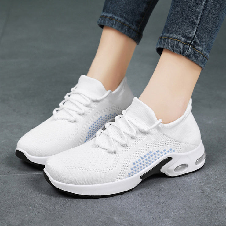 Lace-up Air Kissen Sneakers Frauen fliegen gewebt atmungsaktiv Casual Mesh Schuhe Sommer