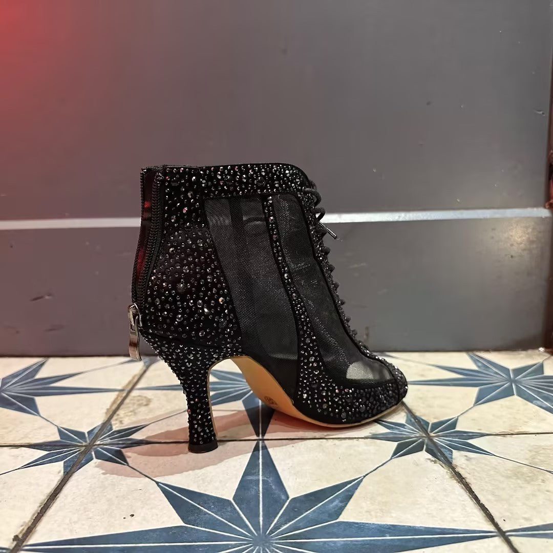 Rhinestone Latin Dance Shoes Mid-high Heel