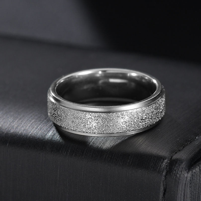 Simple couple ring with round zirconia, titanium steel ring