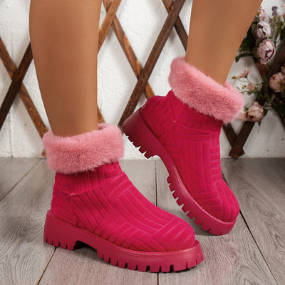 Winter Stiefeletten dick besohlte verdickte Schneestiefel für Frauen Plüschschuhe