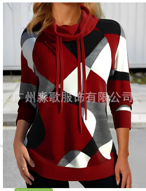 Women's Fashion Printing Turtleneck Sweater