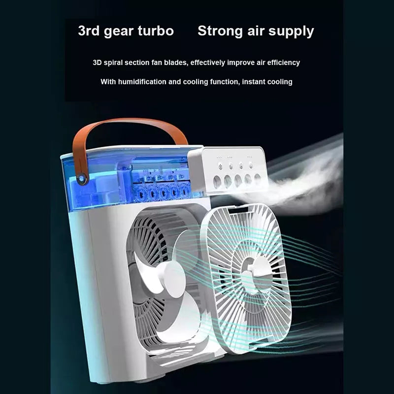 Luftbefeuchter Kühlung USB-Ventilator LED Nachtlicht Wassernebel Befeuchtung Ventilator Spray Elektrischer Ventilator 3 in 1