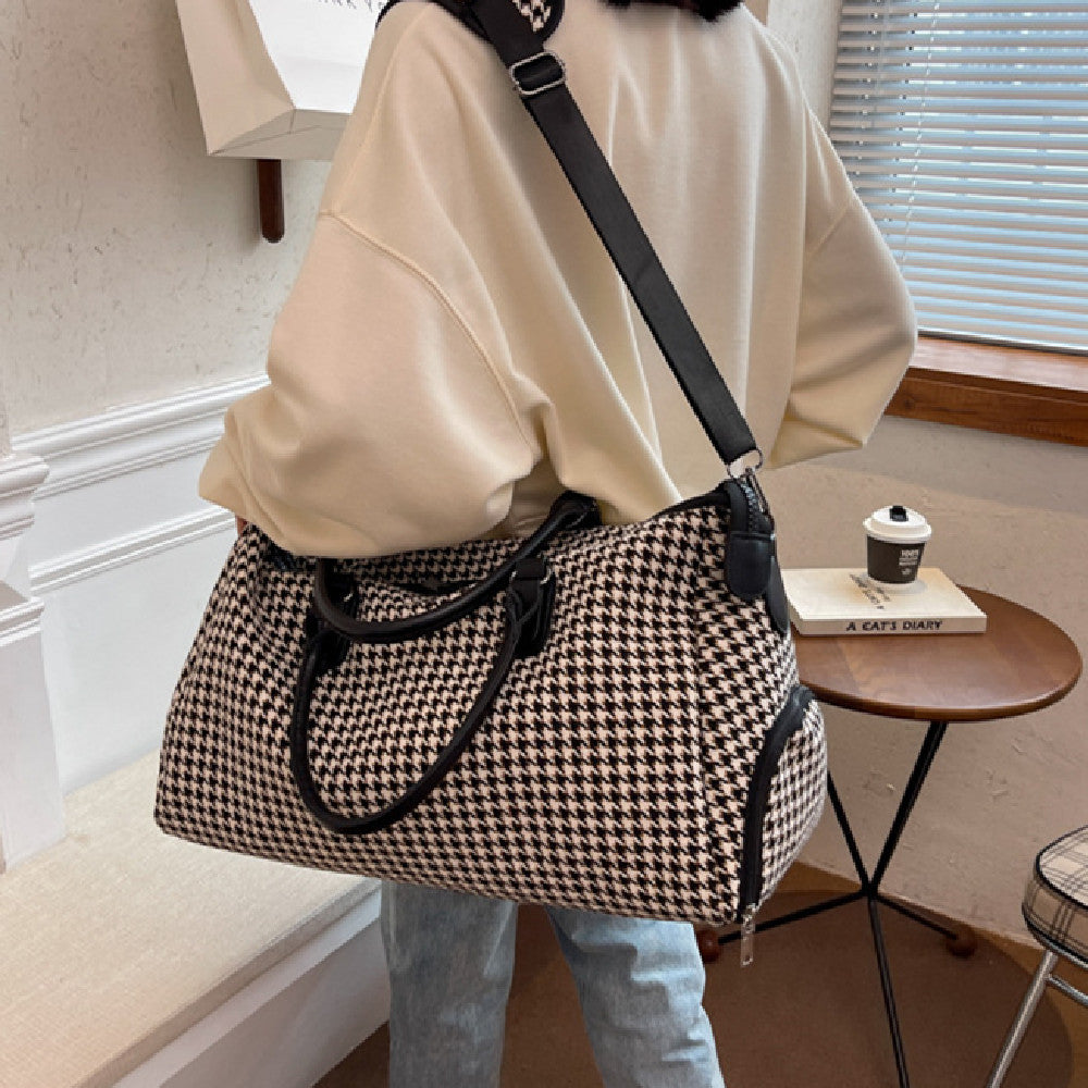 Travel Large Capacity Plaid Colorblock Handbag For Women