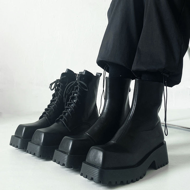 Modische Martin-Stiefel mit Plateausohle und quadratischer Zehenpartie für Herren und Damen