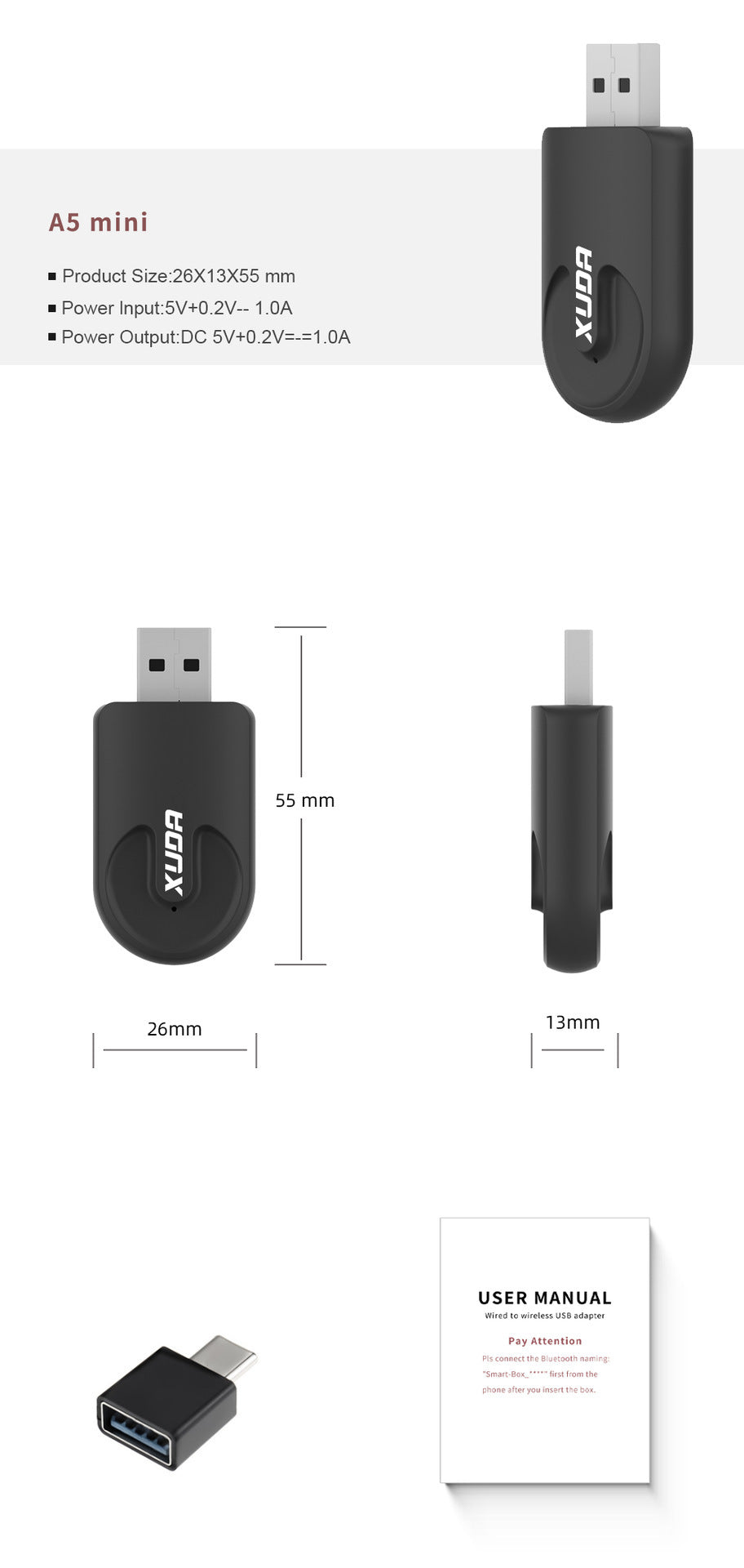 Mini 2-in-1CarplayUSB Interface Wireless Data