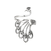 Kreativer Retro-Pfau-Sterlingsilber-Ring mit breitem Gesicht