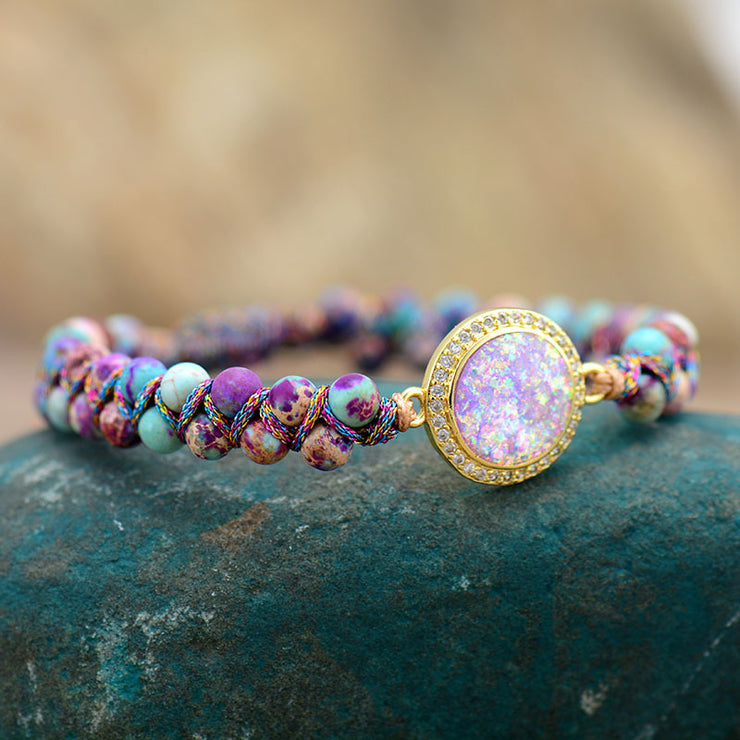 Lila Kaiser Royal Stone Opal Doppelschicht Handgewebtes Armband