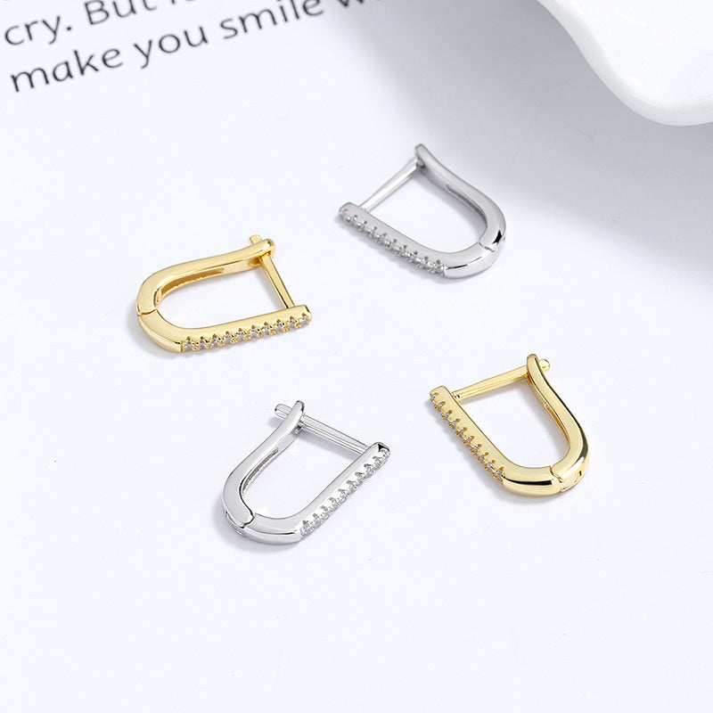 925 Sterling Silver Geometric U-Shaped Earrings Women Design Sense