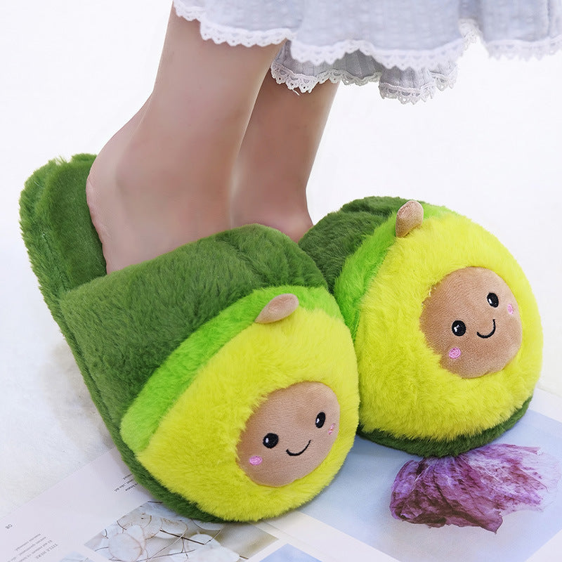 Cartoon Avocado Slippers Warm Thickened