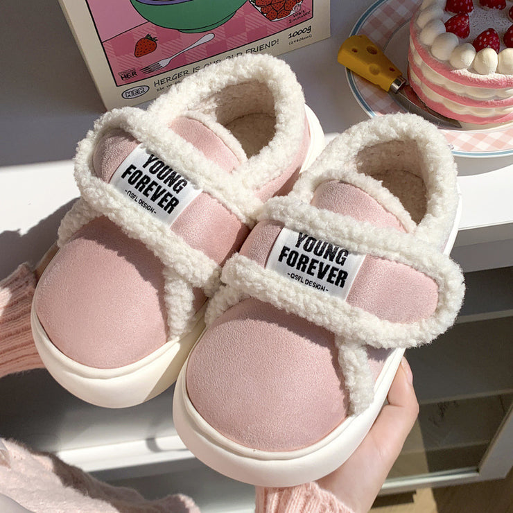 Full Heel Wrap Women's Autumn And Winter Cotton Slippers Indoor Home Non-slip Warm Fleece-lined