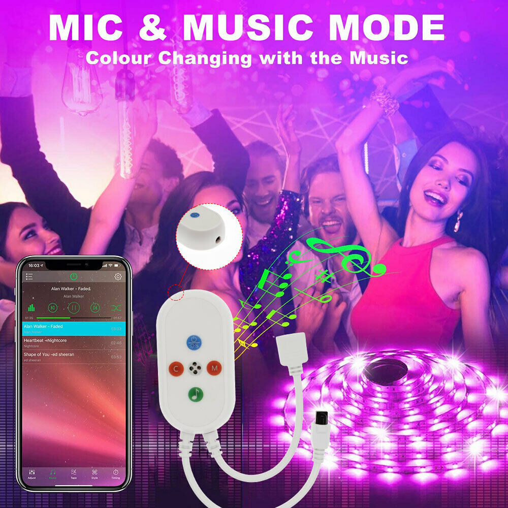 Led Strip Lights 5050 RGB Bluetooth Room Light Color Changing with Remote Control