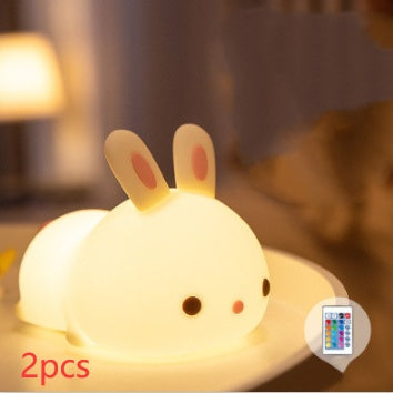 Neujahrs Geschenk Kaninchen Silikon Lampe Pat Fütterung Kreative Nacht Licht Kinder Spielzeug