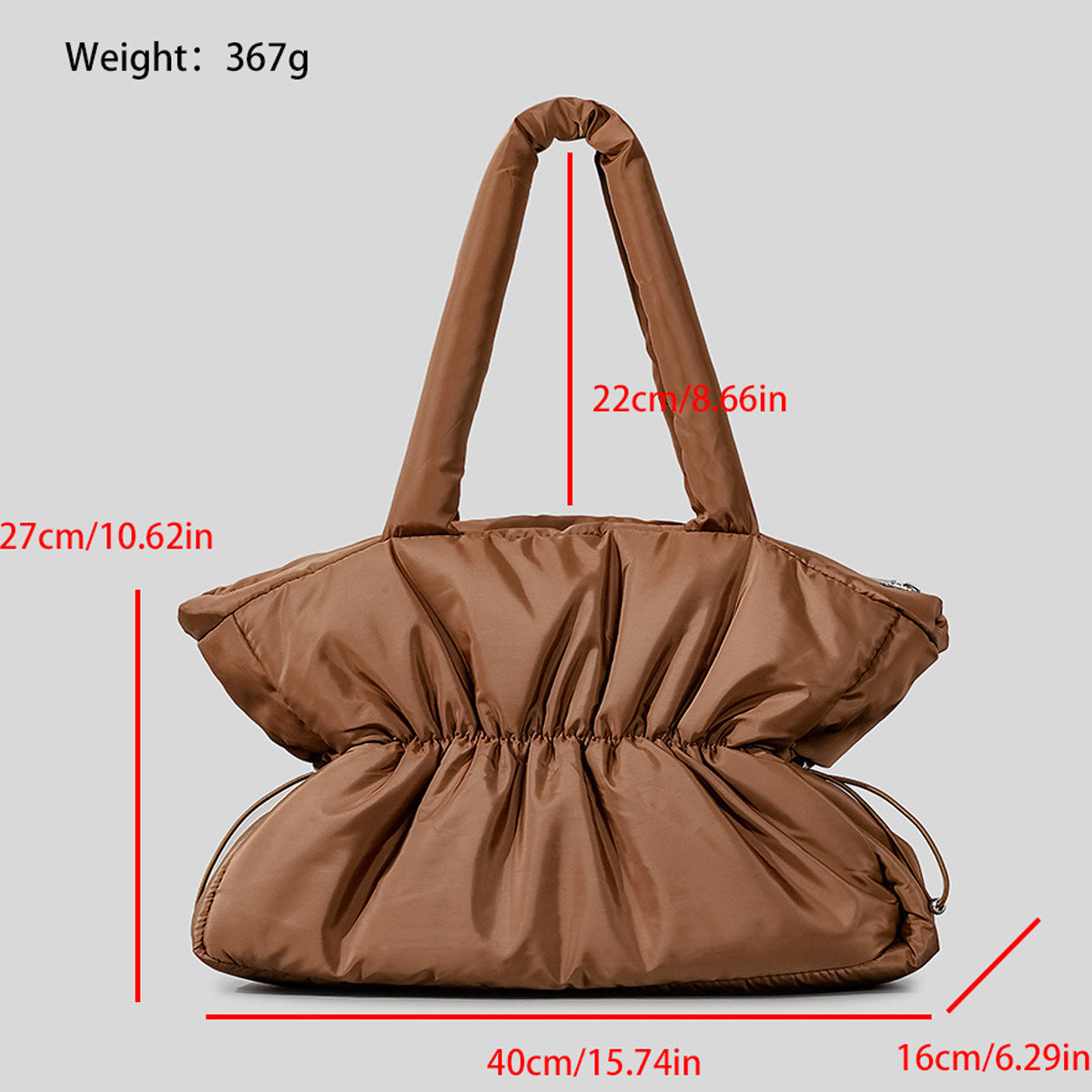 Autumn and winter pleated cotton filled large capacity handbag for women