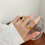 Design Transparent Acrylic Gem Resin Candy Color Jelly Ring