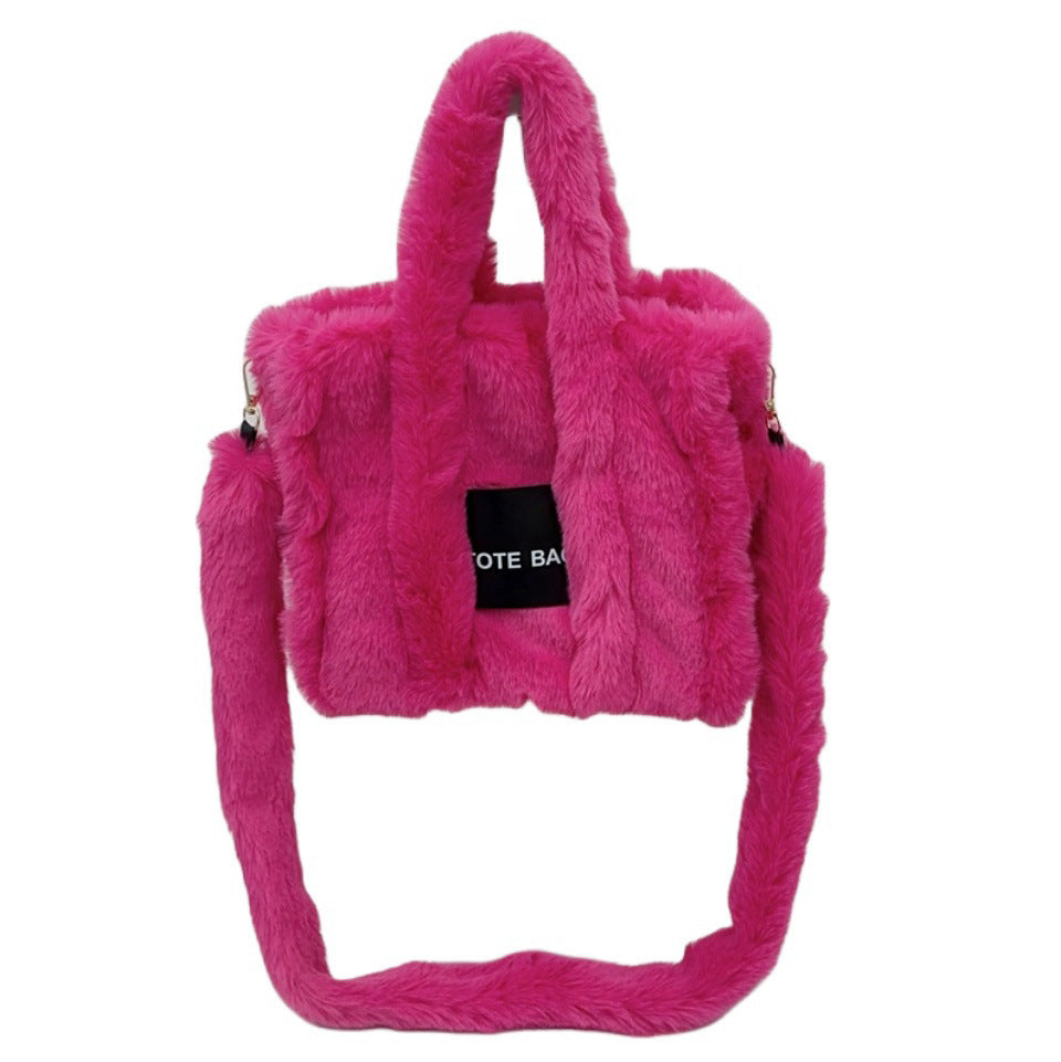 Women's Faux Rabbit Fur Portable Large-capacity Crossbody Bag