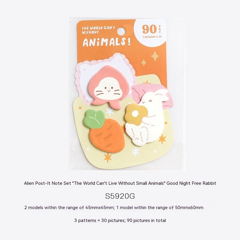 Card Lover The World Can't Be Without Small Animal Shaped Sticky Note Set Student Memo Message