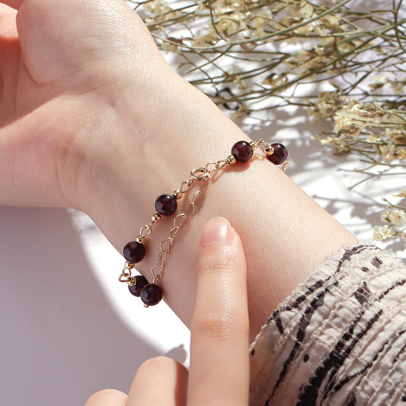 Bardo Wine Red Garnet Bracelet For Women