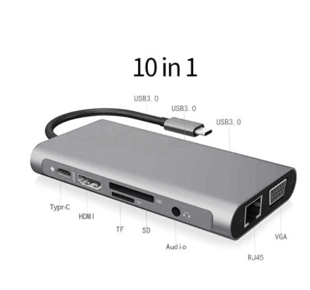 USB Type C to HDMI 10in 1 Extension USB Dock