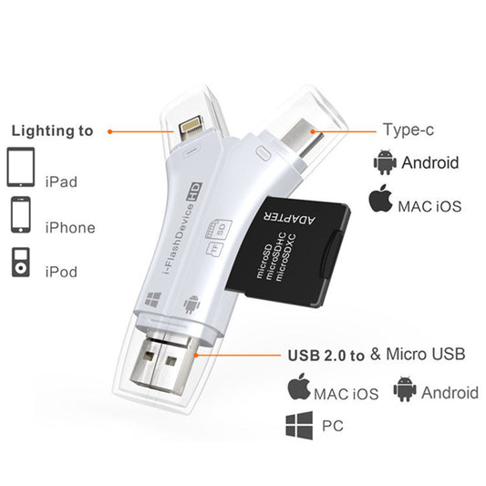 Mobile Phone Card Reader TF SD Multifunctional 4 In 1 Universal