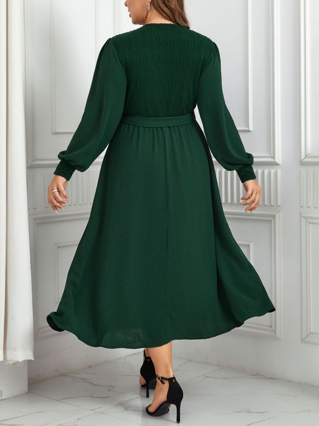 Women's V-neck Green Look Fairer Slimming Dress