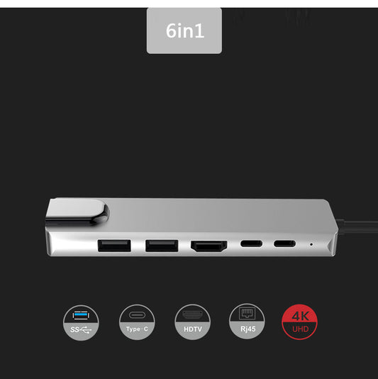 Typ C Zu HDMI USB 3,0 PD 6 In 1 HUB Hub Rj45 Netzwerk Karte Adapter