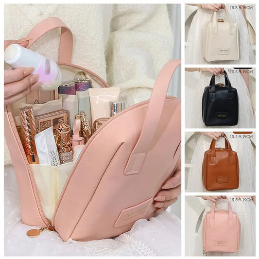 Leather case cosmetic bag portable