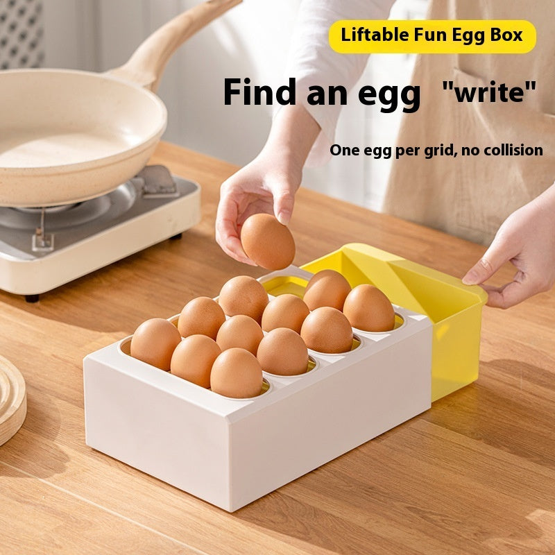 Storage box for eggs in the style of a household kitchen drawer