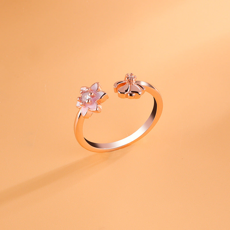 Korean Style Sakura Ring Women's Autumn And Winter Fairy Lovely Fancy