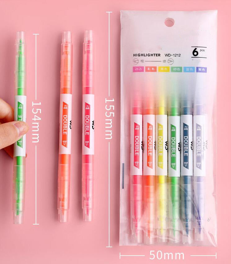 Double-Headed Marker Pen 6-Color Set Highlighter