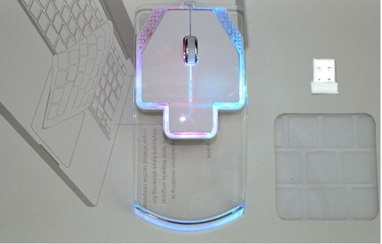 Creative Ultra-thin Transparent Wireless Optical Luminous Mouse