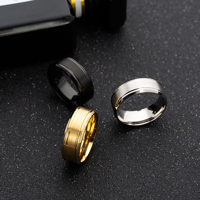 Eheringe für Herren, Schwarz, Silber, Gold, 8 mm