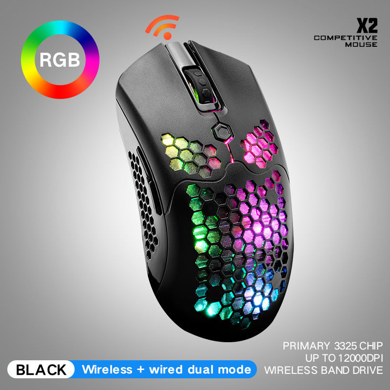 Wolf X2 Wireless Mouse RGB Dual-Mode Gaming Mouse 