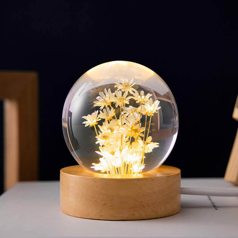 Dandelion Crystal Ball Glowing Night Light Eternal Flower