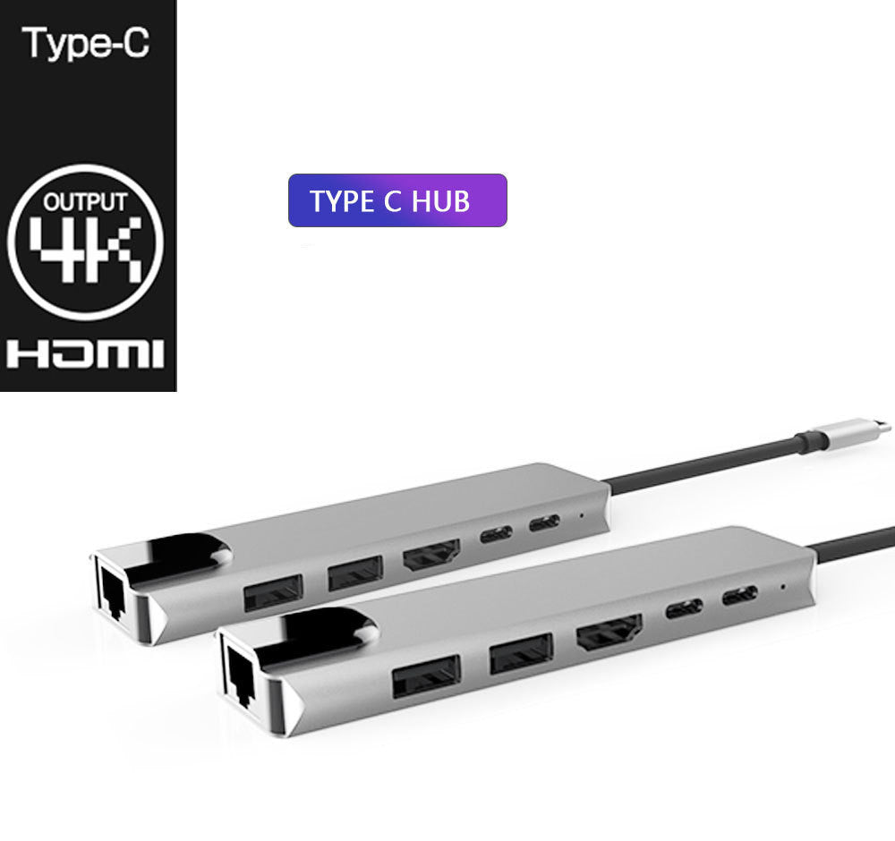 Type C To HDMI USB 3.0 PD 6 In 1 HUB Hub Rj45 Network Card Adapter