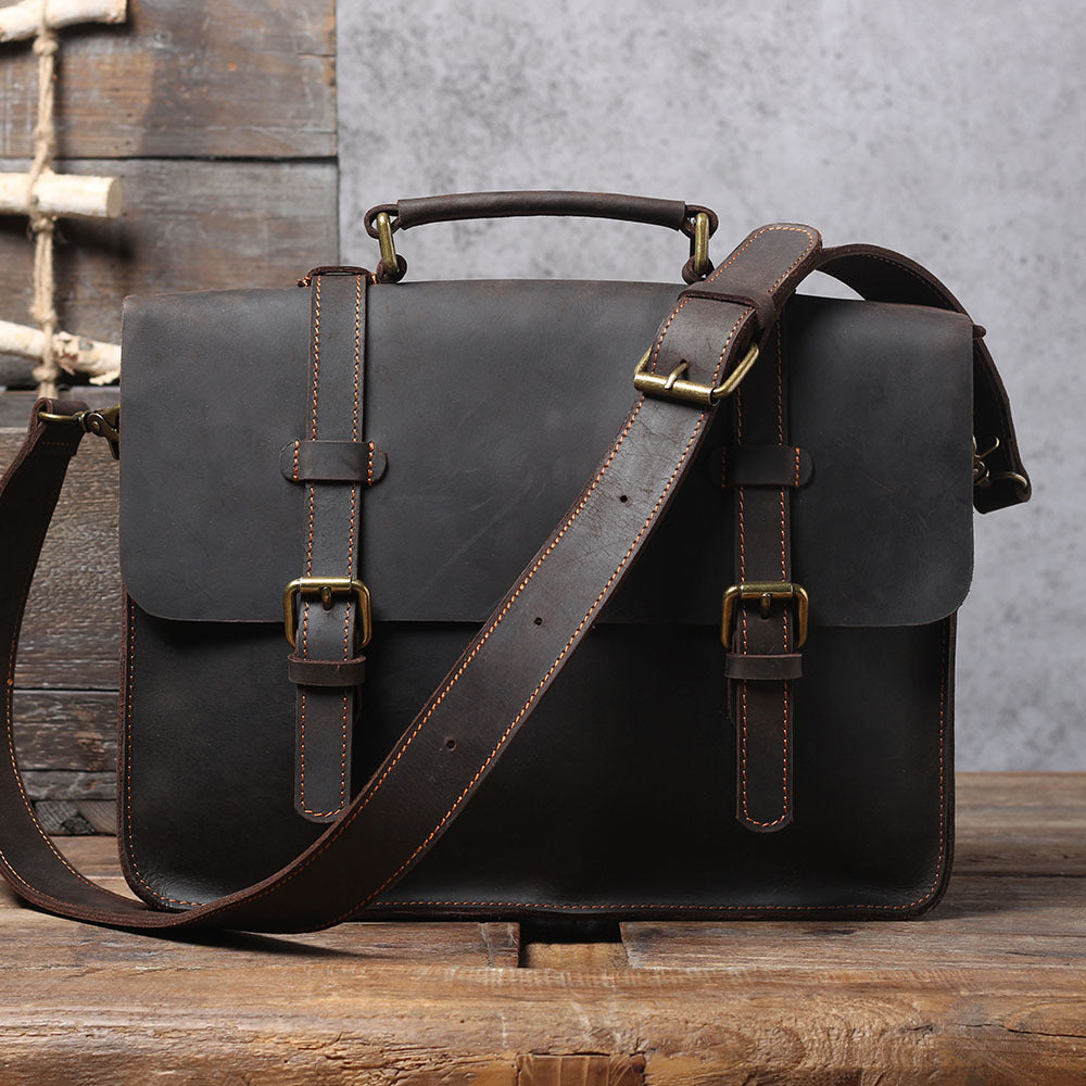 Simple cowhide briefcase men and women shoulder bag backpack