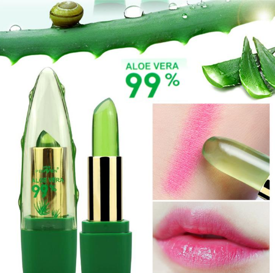 Aloe Vera Gel Farbwechsel Lippenstift Glanz Feuchtigkeitscreme Anti-Trocknung Entsalzung Feinkörniger Lippenbalsam