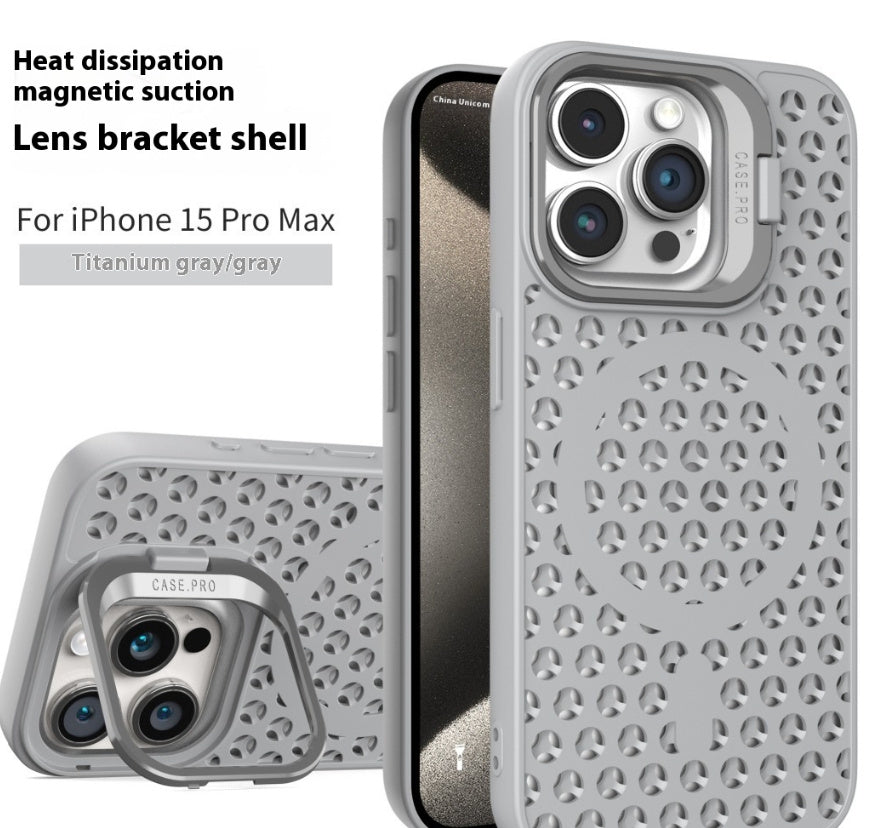 Heat dissipation Magnetic Suction lens Bracket Breathable Phone case