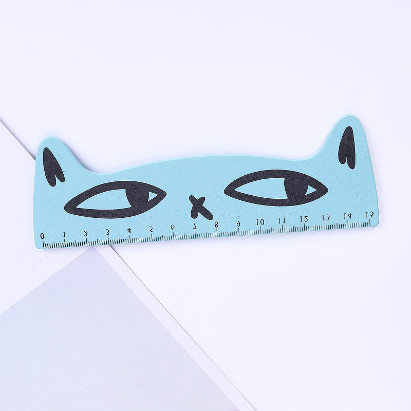 Kawaii 15cm Bonbonfarbenes Katzen-Holzlineal