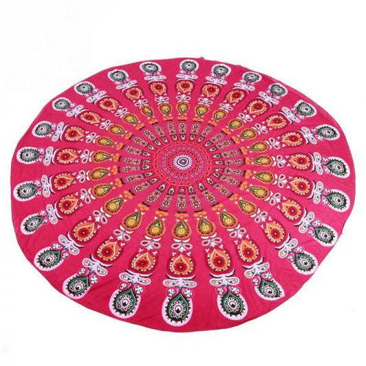 Mandala Red Round Beach Blanket