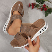 Neue Luftkissen Wedges Sandalen Strass Rutschen Römische Sandalen