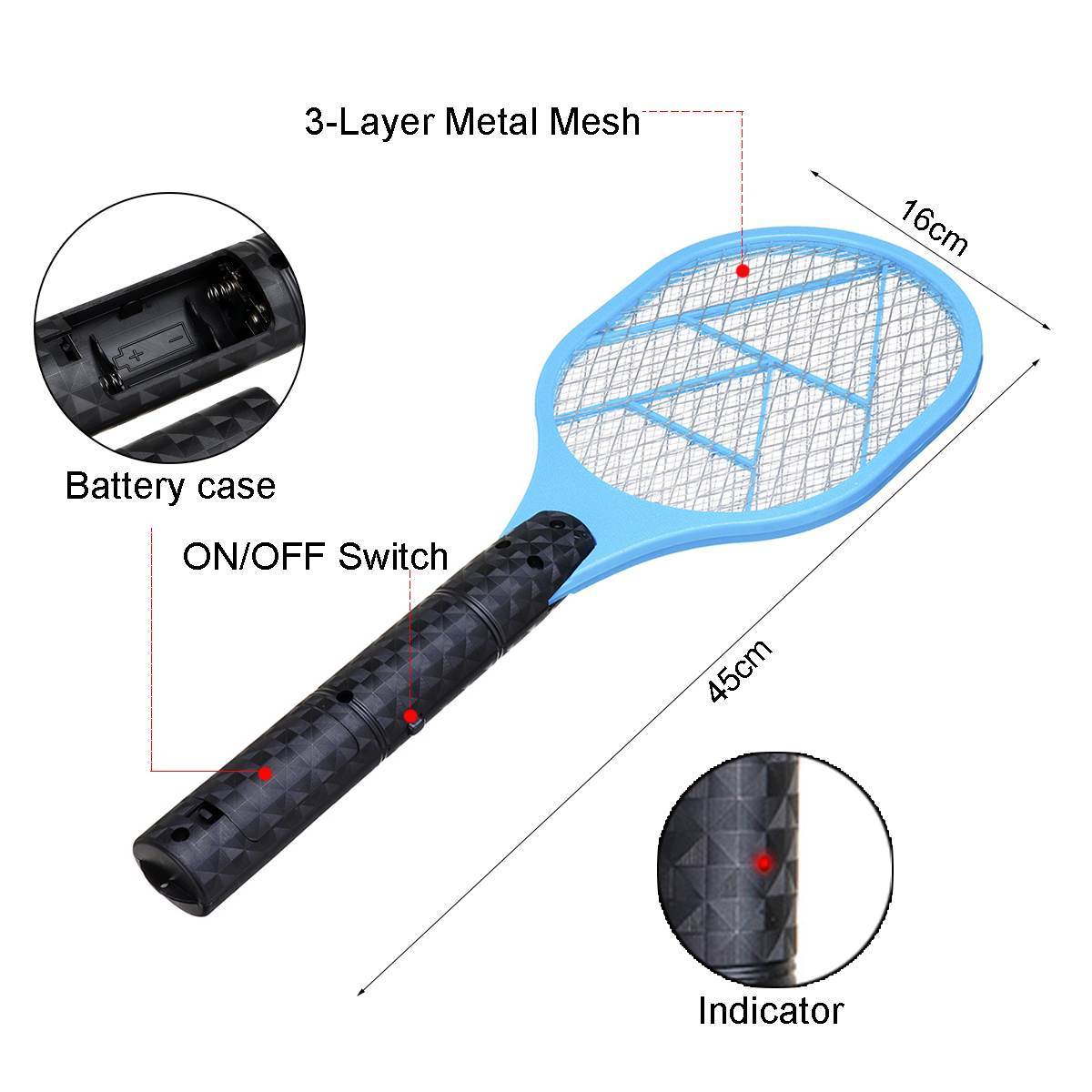 Electric mosquito swatter with battery operation