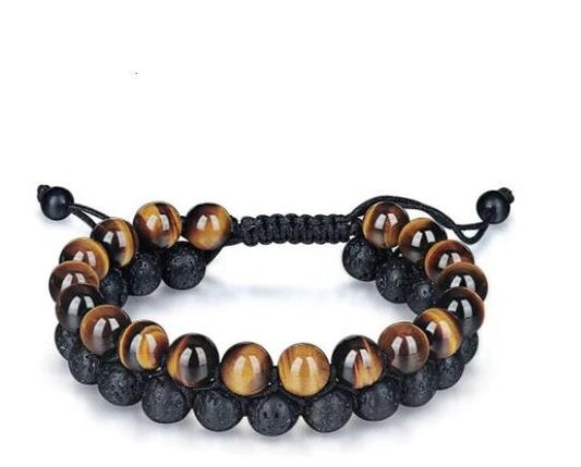 Tiger's Eye &amp; Lava Stone Bracelet