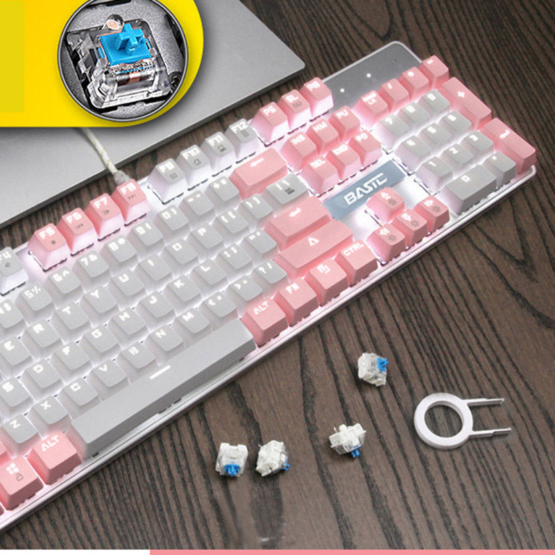 Girly rosa mechanische Tastatur 104 Tasten verkabelt