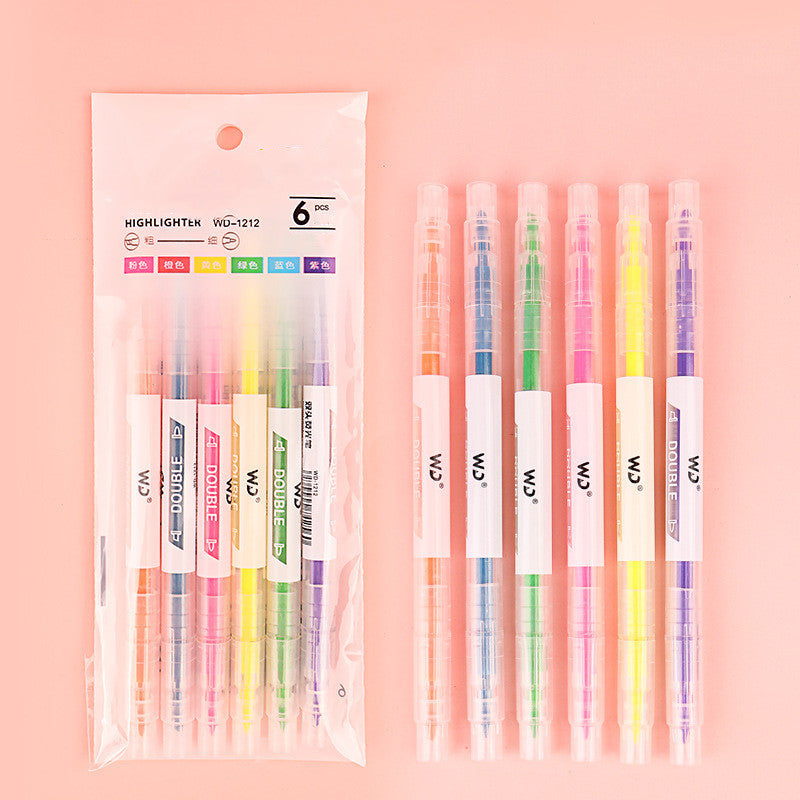 Double-Headed Marker Pen 6-Color Set Highlighter