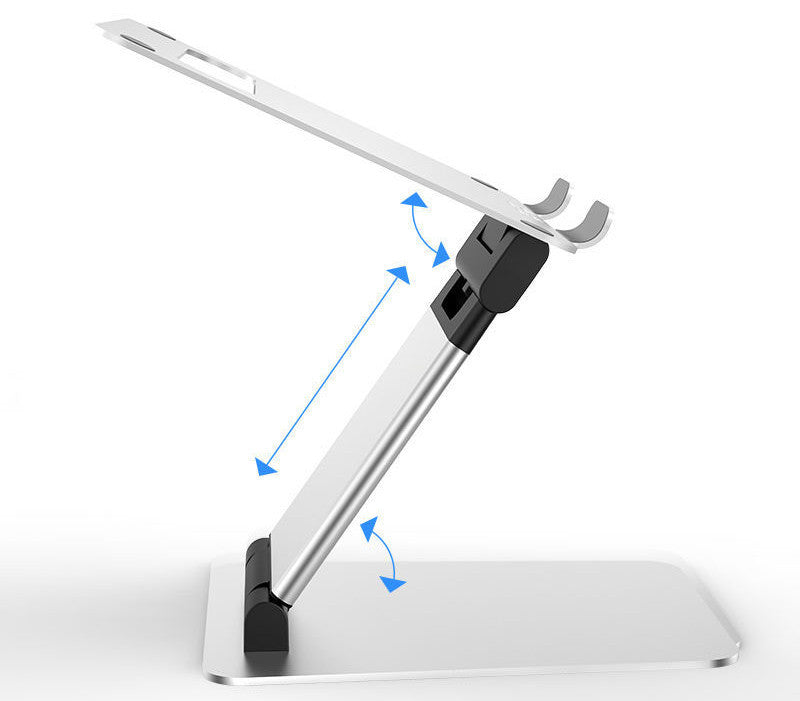 Foldable two-arm stepless stand for notebook computers