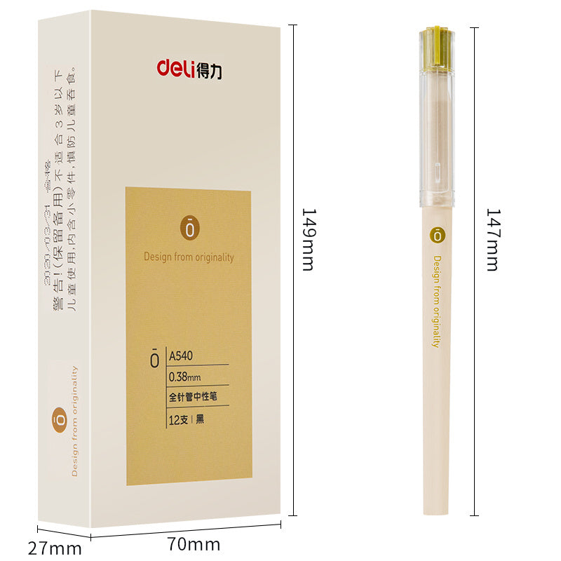 Deli A540 Gel Pen 0.38 Full Needle Tube Black