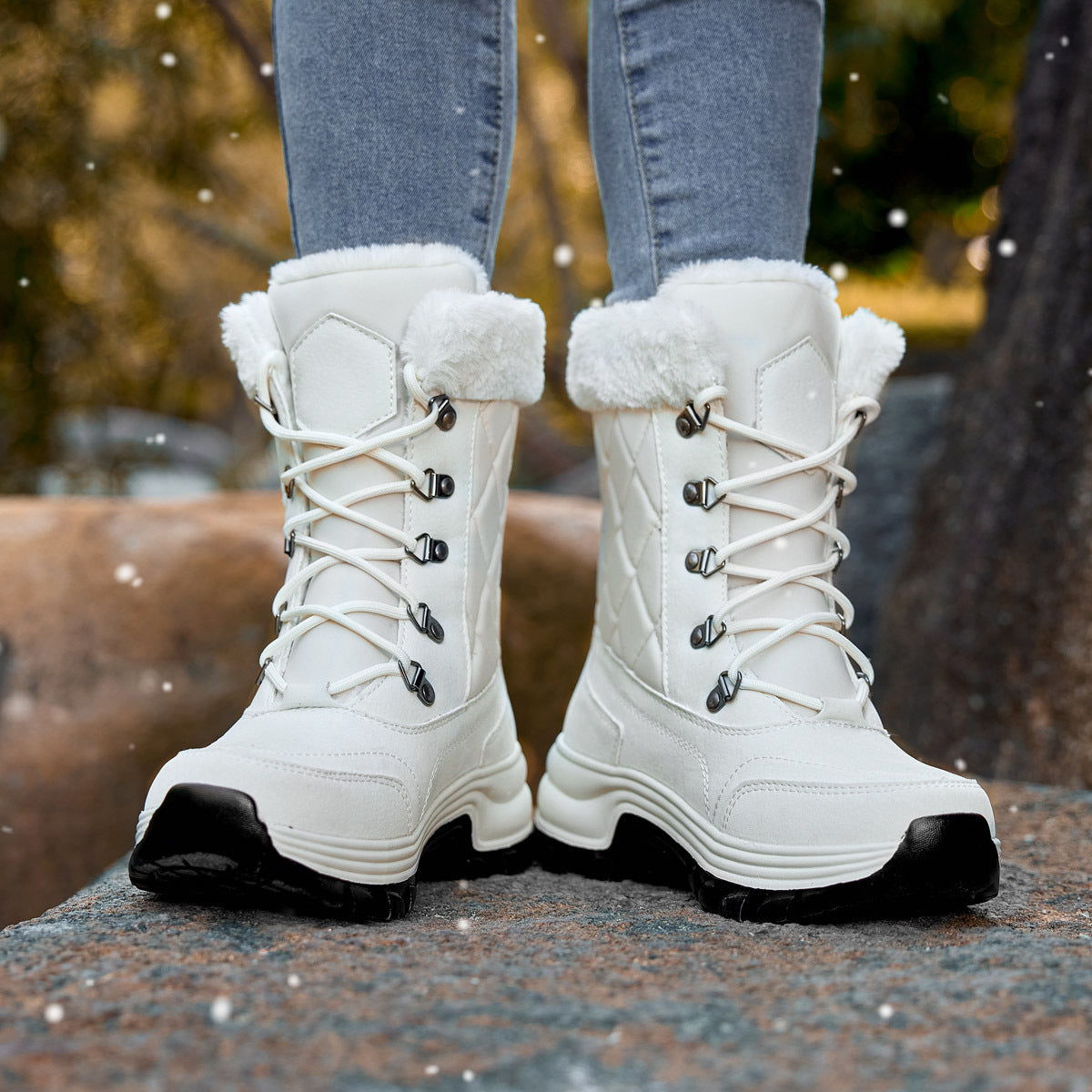 Women's Winter Fashion High-Top Warm Fleece-Lined Thick and Comfortable Snow Boots