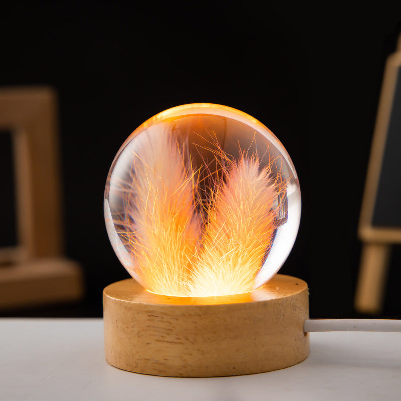 Dandelion Crystal Ball Glowing Night Light Eternal Flower